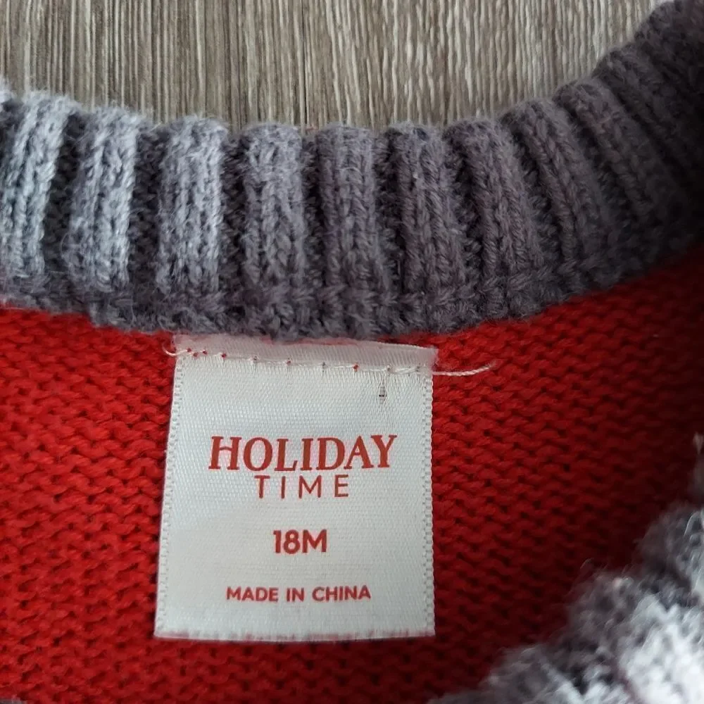 Holiday Time Baby Toddler Boy or Girls Unisex Christmas Sweater, Size 18 Months